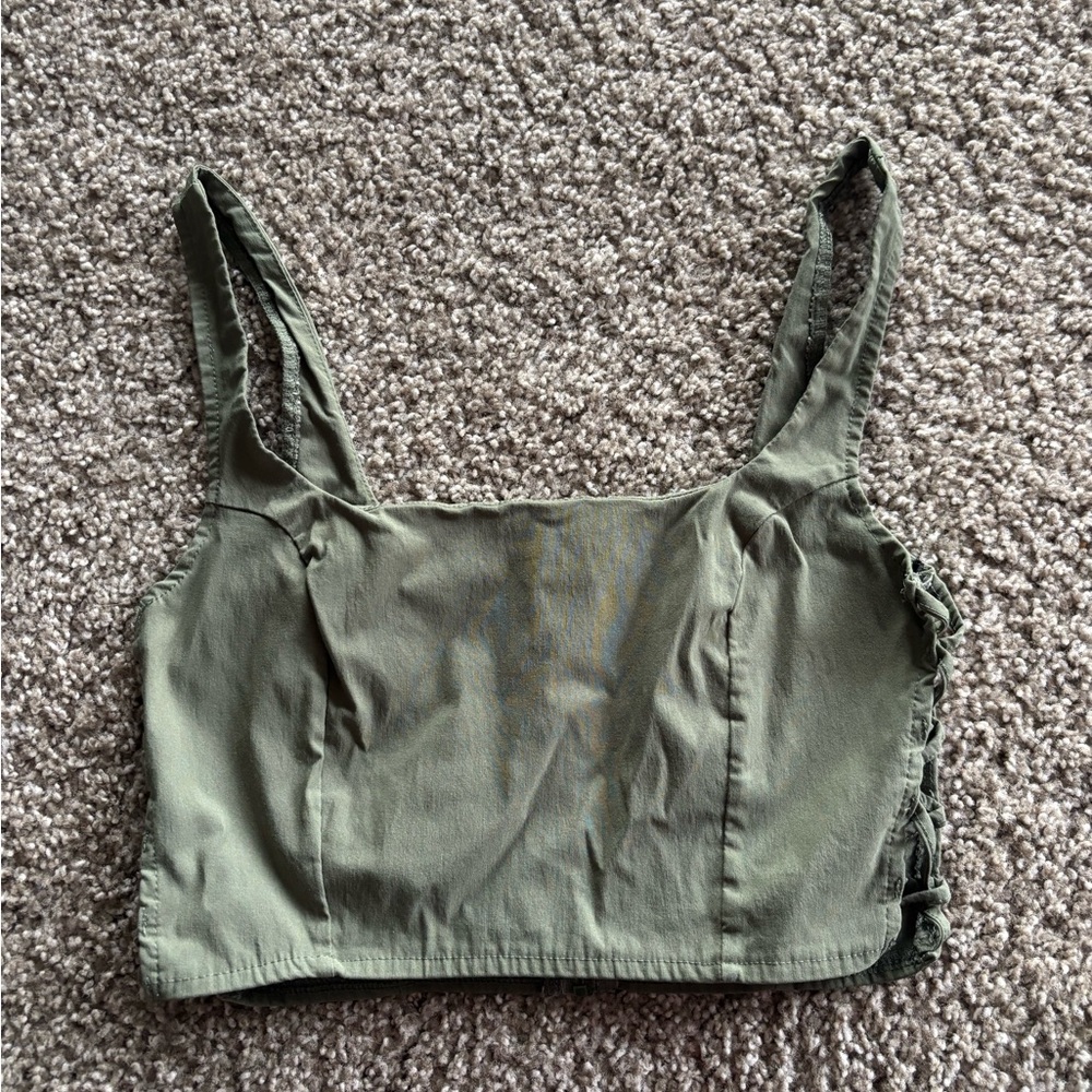Forever 21 Green Fitted Crop Tank Top